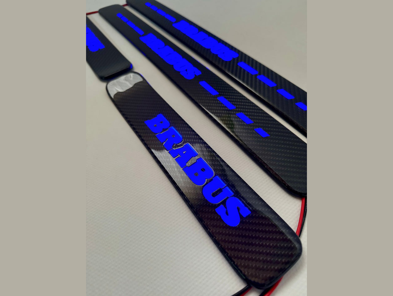 Mercedes Brabus W463A W464 G Wagon Carbon Door Sills Blue LED Illuminated 4 pcs